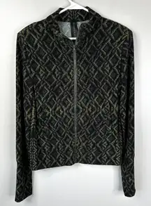 Norma Kamali Jacket Womens Small Green Black Snake Python Print Full Zip Track
