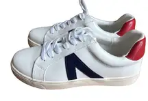 Mia White Faux Leather Sneakers Red and‎ Blue Accents Size 9 NWOT