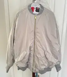 H&M Light Gray Oversized Puffer Bomber Jacket