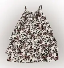 White House Black Market Floral Tiered Layers Tank Sleeveless Blouse Size M