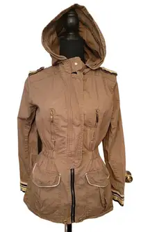 Anthropologie Willow & Clay‎ Khaki Military Utility Hooded Jacket Womens Size S