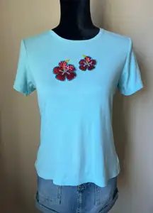 Beaded Hibiscus Flower Shirt