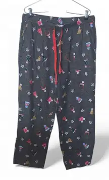 Joyspun Festive Christmas Hats Gray Pajama Pants Pockets Drawstrings