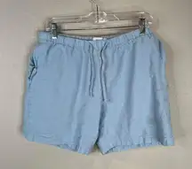 Onia Women's Waffle Knit Shorts Elastic Waist Drawstring Blue Size L