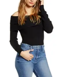 NWOT Leith Black Off Shoulder Cozy Sweater