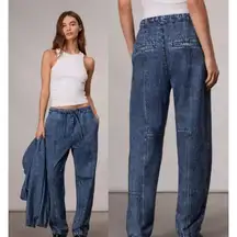 NWT Rag & Bone Miramar Fleece Terry Jordan Trouser Pants Blue Women's Size M