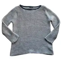 ZARA Chain Link Mesh Knit Wool Grey Sweater Size Medium