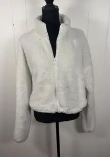 OFFLINE by Aerie Women's Xl White Fleece Zip-Up Teddy Jacket Cropped *