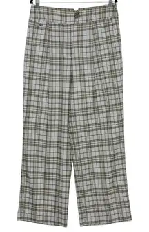 YARGICI Green Plaid Wide Leg Trouser Size 12 NWT