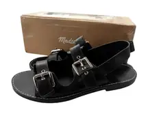 NWT Madewell Leather The Maude Double Strap Slingback Sandal Black Size 9.5