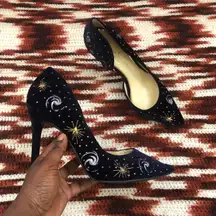 Jessica Simpson Celestial Stars Moon Crescent Faux Suede Stiletto