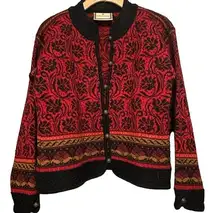 Dale of Norway Women’s Size M Red Black Metal Button Wool Knit Sweater Cardigan