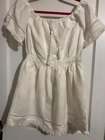 Bohemian Off-Shoulder White Dress with Frills from Saks Fifth Avenue