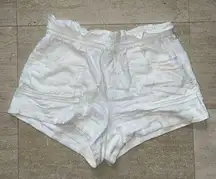 HOUSE OF HARLOW 1960 Paper Bag Shorts Women‎ Size XL Ivory Linen Blend Pockets