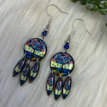 Boho tree of life flower resin dangle earrings