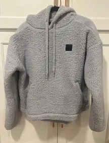 Under Armour Womens Hoodie XL Gray Sherpa Fleece Pullover Drawstring Cozy Warm