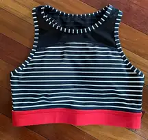 NEW Mono B Blue Stripe Sports Bra Top Mesh Patriotic Athletic Athleisure USA