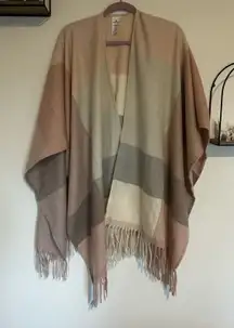 Woolrich Pink Plaid Fringe Cape One Size Fits Most