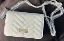 Bebe Spohia Crossbody Purse Beige, Quilted, Gold, Snap, Zip, NWT