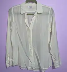 Everlane Silk Button Up Blouse Off White Women Size S Minimalist Capsule Office