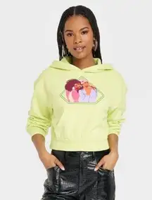 Black History Month Cropped Hooded Sweatshirt. Yellow Women's XS