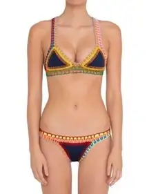 KIINI Swim Bottoms Tasmin Crocheted Bright Colored Bikini Large