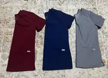 FIGS 3 Casma Three-Pocket scrub tops Navy, Gray, Maroon bundle of 3 size XS