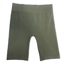 Bozzolo Olive Green Seamless Ribbed Biker Shorts