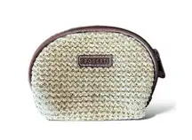 Rosetti Straw Woven Coin Purse Pouch Makeup Case Zipper Closure Boho Mini Bag
