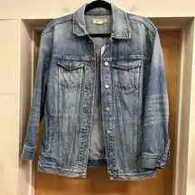 Madewell oversized denim jacket blockers button down collard size Xs