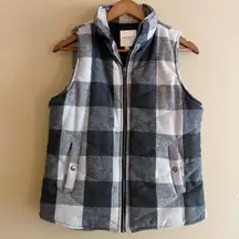 Grey Plaid Puffer Vest