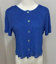 Blue Button-Up Cardigan‎ blouse