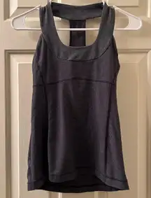 Scoop Neck Tank Top Size 4 Deep Coal Heathered Coal Wee Stripe