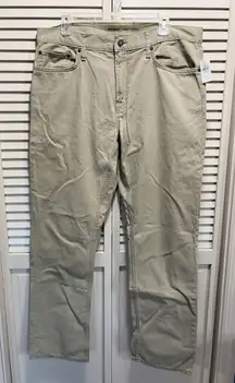 Old Navy Khaki Beige Cotton Jeans‎ Straight Leg High Rise Size 36x32 Zip Logo