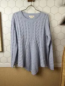 One The Land Lace Up Cable Knit Crewneck Sweater - Size - Small