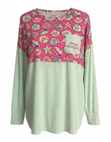 Simply Southern Seashell Print Long Sleeve Shirt - Pink and Mint