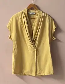 Vintage Annie Alexander 100% Silk Mellow Yellow Blazer Blouse Size 4 EUC