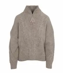 360 Cashmere wool Alpaca blend half zip sweater in oatmeal NWT