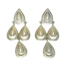 Vintage Chandelier Teardrop Boho Dangle Earrings Sterling Silver Plated Post