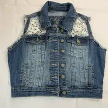 Rue21 Blue Denim Vest with White Lace