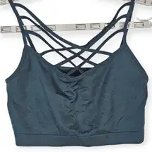 Zenana Outfitters Crisscross Back Dark Teal Sports Bra S Nylon/Spandex