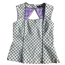 White‎ House Black Market WHBM Plaid Sleeveless Top US6