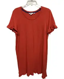 Boden women's US 12 Regular short sleeve ruffle hem T-shirt dress red cotton