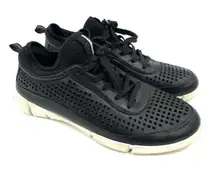 ECCO Women's Intrinsic Sneaker Pull On Black Perforated Shoes Lace SZ 40 (9-9.5)