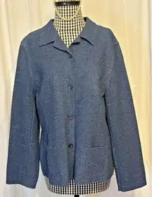 Vintage Valerie Stevens Wool Blend Blue Jacket Cardigan Blazer Womens Size  14