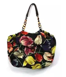 Anthropologie  Miss Albright Tote Bag Drawstring Purse Floral Canvas EUC