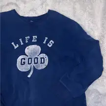 Life is Good Clover Lucky Crewneck Sweatshirt Navy Blue size XXL Plus Size