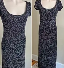 VINTAGE 90s all that jazz glam sparkle stretch botanical print maxi dress