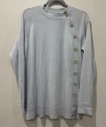 NAADAM Wool Cashmere Side Button Crewneck Tunic Sweater Sz S Baby Blue