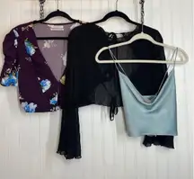 Urban Outfitters Hayes Pleated Top - Royce Cropped Top - Cowl neck Top Bundle M